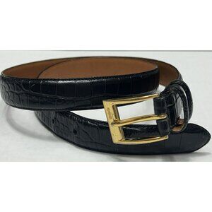 Ralph Lauren Black Genuine Leather Croc Embossed Belt Youth Large Dress